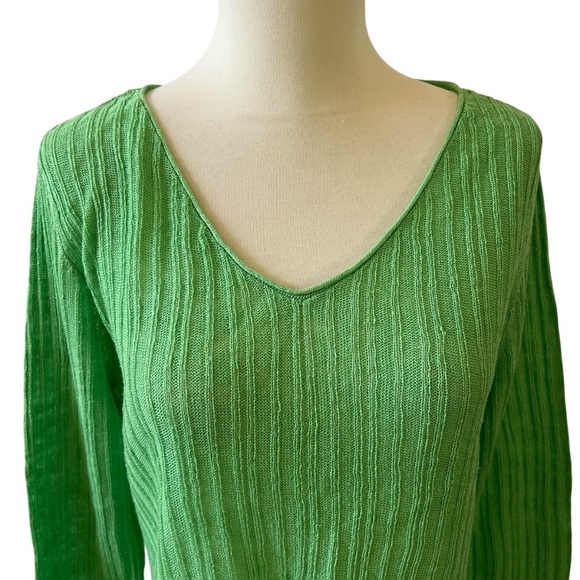 EILEEN FISHER SWEATER M 100% LINEN RIBBED BREATHABLE OFFICE SUMMER VACATION CHIC - Picture 3 of 11